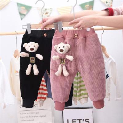 China 2021 New SE1277 Winter Breathable Casual Girls Wear Fashion Solid Color Cartoon Children Soft Straight Pants for sale