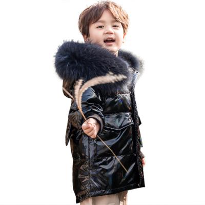 China Wholesale Viable Winter Baby Boy SE1124 Solid Color Fashion Fur Hooded Collar Down Coats for sale