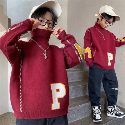 China SE1305 Boys and Girls Cashmere Turtle Neck Sweater Knitwear Viable Casual Sweater for Kids Simple Letter Sweater for sale