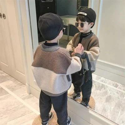 China SE1039 New Autumn And Winter Kids Knitted Viable Patchwork Cardigan Edge Baby Boy Sweater Designs Sweater for sale