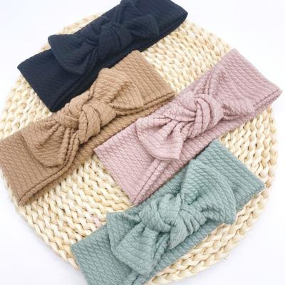 China Fashion Baby Hair Accessories Jacquard Bars Bowknot Hairbands Headband Top Knot Bow Baby Big Than Cable Knit Headbands for sale