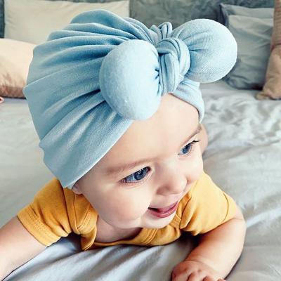 China Baby Skin-Friendly Newborn Headwrap Summer Toddler Infant Beanie Hats and Big Bow Cotton Indian Knot Baby Hats Turban Hat for sale