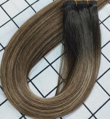 China Hot Selling Color #T1BP4/27 100%Virgin Remy Full Cuticle Human Hair 100% HAIR SEAMLESS HAIR WEFT Grade Full Cuticle Weft 100% Human Hair Weft for sale