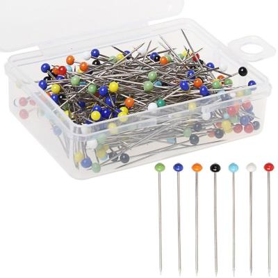 China Metal Sewing Pins 38mm Colorful Glass Ball Head Pins For Jewelry Sewing Components Flower Decoration for sale