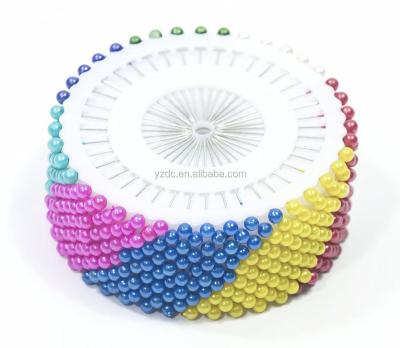 China Plastic Rainbow 480 Pieces Round Bead Plastic Head Pins 38mm Sewing Pins For Crafts Sewing Decorations for sale