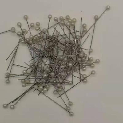 China Fashion Pearl White Plastic And Steel Single Head Plastic And Steel Jewelery Ball Pins Drawing Pins for sale