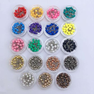 China School Home Office 4mm Pins Pin Marking Pin Marking Thumbtack 12colors Plastic Beads Large Plastic Beads Head Super Glue Metal Plastic Safety Thumbtack for sale