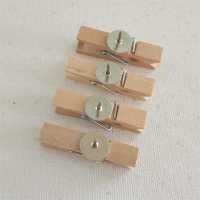 China Metal 35mm Metal Decorate Staples Wooden Drawing Paper Clip Wooden Clamp Pins Wooden Thumbtacks for sale