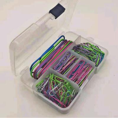 China Hot Selling Promotional Metal Paper Clips Metal Plastic Binder Coated Clear Candy Color Offices School Paper Clips Set for sale