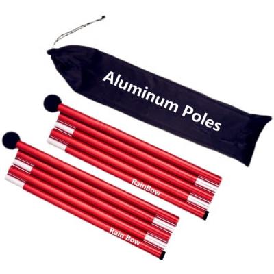 China Extended Type Diameter 22MM Aluminum Red Colored Anodized Sectional Tent Poles With EVA Ball 60mm for sale