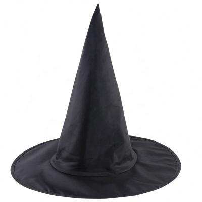 China Striped Black Oxford Headed Hat Halloween Witch Hat Black Wizard Magic Hat for sale