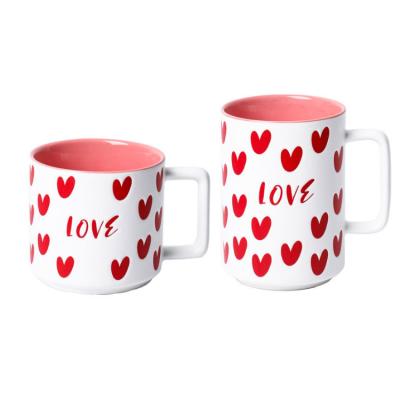 China Wholesale Viable Ceramic Mugs American Style Coffee Mugs With Lid Ceramic Red Coffee Mug For Wedding Gifts for sale