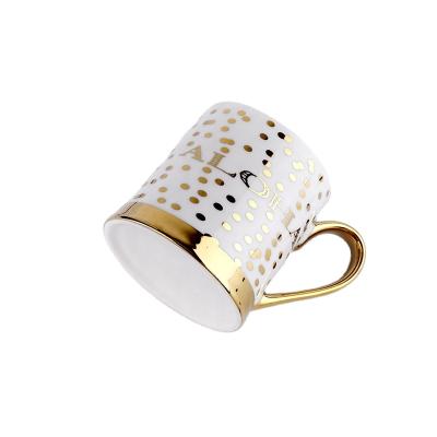 China Wholesale Viable Ceramic Mug Electroplating Mug With Gold Handle Decoration Gold Cup For Gifts for sale