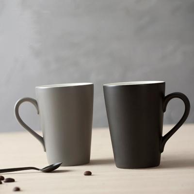 China Viable Minimalist Black And Gray Ceramic Mug Porcelain Water Cup With Handle Couple Ceramic Mug For Coffee for sale