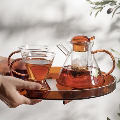 China Clear Viable Modern Glass Tea Set Teapot With Arabic Glass Tea Cup Coffee And Tea Sets For Gift for sale