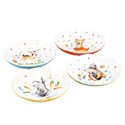 China OEM Disposable Round Disposable Dinnerware Set Decorative Ceramic Embossed Dish for sale