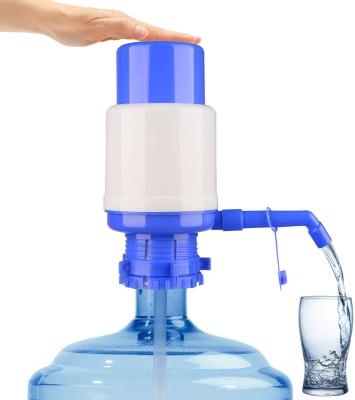 China Hotel Water Bottles Pump Blue Manual Pressure Drinking Station Pressure Pump Water Press Pump for sale