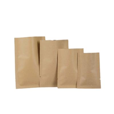 China Recyclable Low Price Three Side Sealed Mylar Pouch High Quality Food Packaging Brown Craft Paper Bags for sale