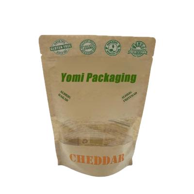 China Free Sample Compostable Food Keeper Packaging Recyclable Stand Up Pouch Kraft Paper Ziplock Bags With Window for sale