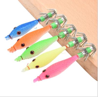 China Luminous Wooden Octopus Cuttlefish Jigger Egi Squid Hook Fishing Lure SJ-15 for sale