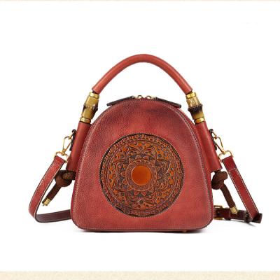 China Other Ready To Ship 2021 Vintage Handbag Designer Embossed Totem Cross Body Bag Leather Handbag for sale