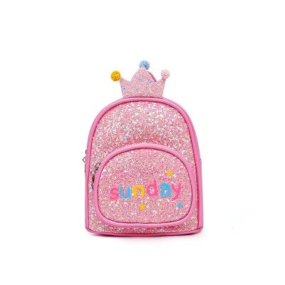 China Anti-theft Children's Cartoon Cute Crown Princess Sunshine Bag Shiny Shoulder Backpack Small for sale