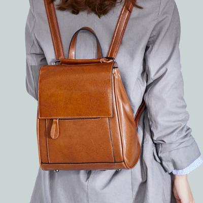 China Other 2022 fashion luxury ladies backpack fashionable oil wax leather backpack All-match leather school backpack for college students for sale