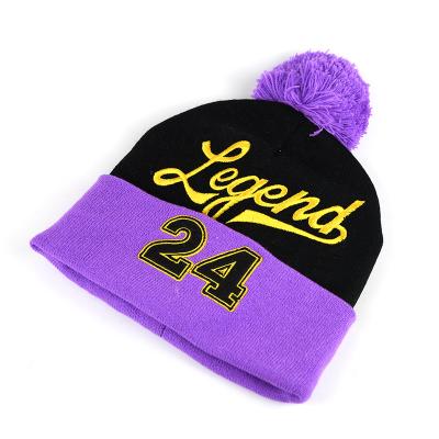 China European and American winter fashion style purple plush ball warm knitted hat Factory-customized by COMMON for sale