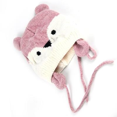 China Baby Pink Winter Hearing Protection COMMON Customized Warm Knitted Hat For Kids for sale