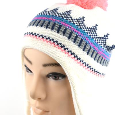 China COMMON Cheap Price Plush Ball Winter Hearing Protection Cute High Quality Warm Knitted Hat for sale