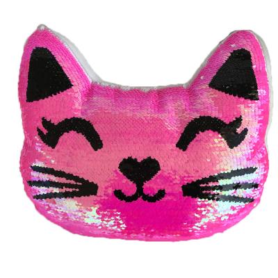 China Factory Latest Wholesale High Quality Magnetic Sequin Decoration Cat Pillow Animal Cushion for sale