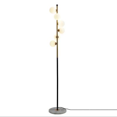 China Nordic Simple Gold Marble Light Luxury Floor Lamp Contemporary Glass Ball Floor Lamp Hotel Room Floor Lamp for sale