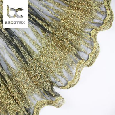 China 2021 Viable Excellent Gold Tulle Beaded Lace Fabric Wholesale Beaded Lace Fabric Luxury Dubai Beaded Lace for sale