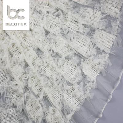 China Sustainable Textile Supplier Custom Design 3d Flower Embroidery Wedding Lace Fabric for sale