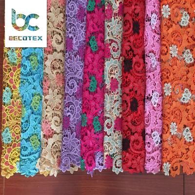 China New Viable Multicolor French Guipure Chemical African Lace Embroidery Bridal Fabric for sale