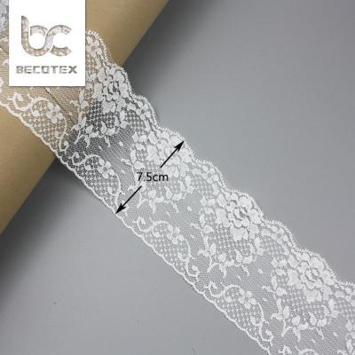 China Factory Direct Sale Sustainable Arabic Bridal Dress Stretch Border Lace Trim Wedding for sale