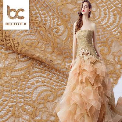 China 2021 Viable French Chantilly Wedding Dress High Quality Embroidery Knitted Jacquard Lace Fabric for sale