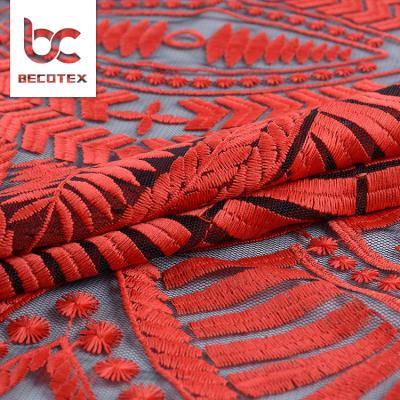 China China Factory Fashion Hot Selling Party Anti-static Tulle Embroidered Lace Fabric Design For Dress for sale