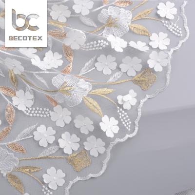 China New Design 3D Flower Lace Embroidered Fabric Anti-static Tulle Lace for sale