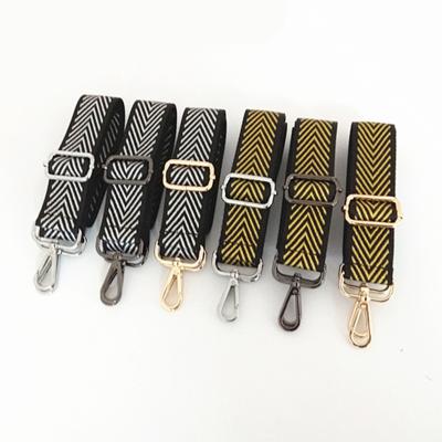 China Bag Accessories REWIN 3.8CM Shinny Wide Gold Silver Arrow Pattern Woven Jacquard Fabric Bag Shoulder Strap for sale