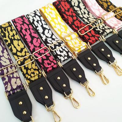 China Bag Accessories REWIN Adjustable Leopard Pattern Wide Canvas Belt Ties Strap Cloth Bag Strap for sale