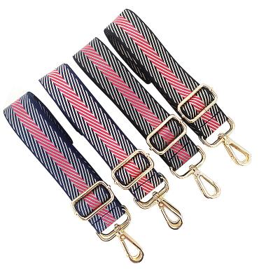 China Bag Accessories REWIN 3.8cm Shiny Twill Striped Nylon Bag Shoulder Straps Handbag Purse Female Adjustable Woven Belt for sale