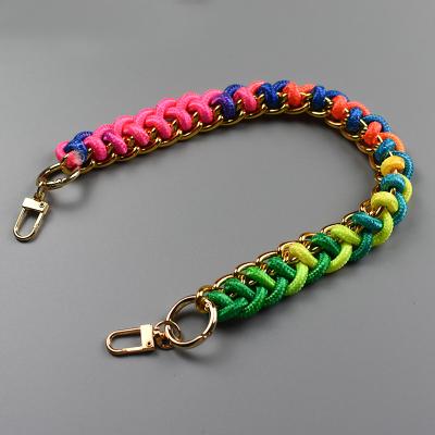 China New Arrival Bag Accessories REWIN Customizable Bag Rope Ties Phone Chain Rainbow Braided Nylon Metal Purse Handle for sale