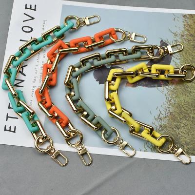 China REWIN Bag Accessories Shape DIY 30cm Colorful Rubber Acrylic Mobile Phone Case Chain Strap Charm Rectangle Purse Link Handle Chain for sale