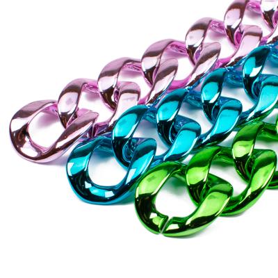 China Bag Parts Accessories REWIN 35mmx35mm Blue Green Pink Square Shape Chunky Acrylic Curb Chain Links For Bag Purse Handle for sale