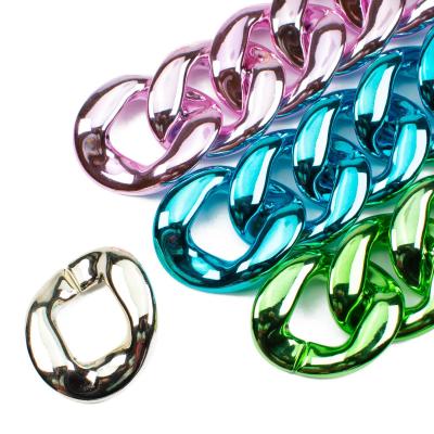 China Bulk Colorful Square Chunky Acrylic Curb Chain Links of REWIN 42mmx42mm Bag Parts Accessories for Bag Strap Decor for sale