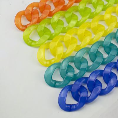 China Accessories REWIN 35mmx35mm Jelly Bangle Acrylic Cuban Link Bag Parts Candy Resin Plastic Open Connecting Chain Strap for sale