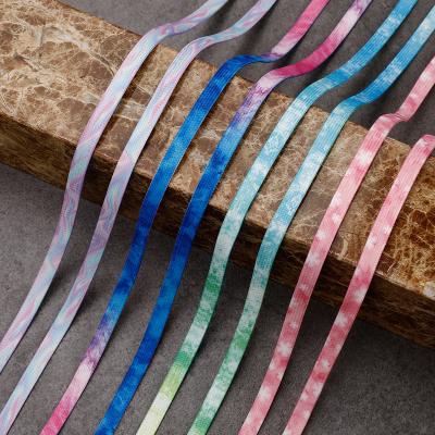 China REWIN Tie Dye Print Vintage Lace Fabric Printed Wholesale Fancy Shoe Laces 120 140 160cm for sale