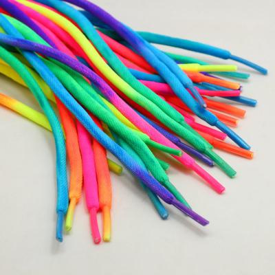 China REWIN Wholesale 5MM Fancy Rainbow Tie Dye Color Round Round Laces Sport Shoe Laces Shoestrings For Girls for sale