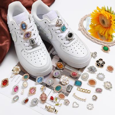 China New Fashion Shoe Buckle REWIN Vintage Bead Shoe Lace Buckle Rhinestone Lace Decoration Plastic Charm Miscellaneous For Christmas for sale